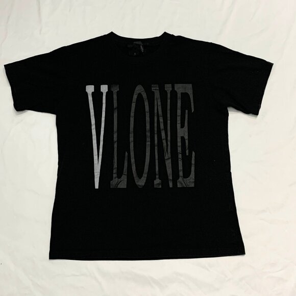 Vlone Staple T-Shirt Black/Grey Distressed Logo V Live Die Vlone Tee XL USA Made - Picture 1 of 6